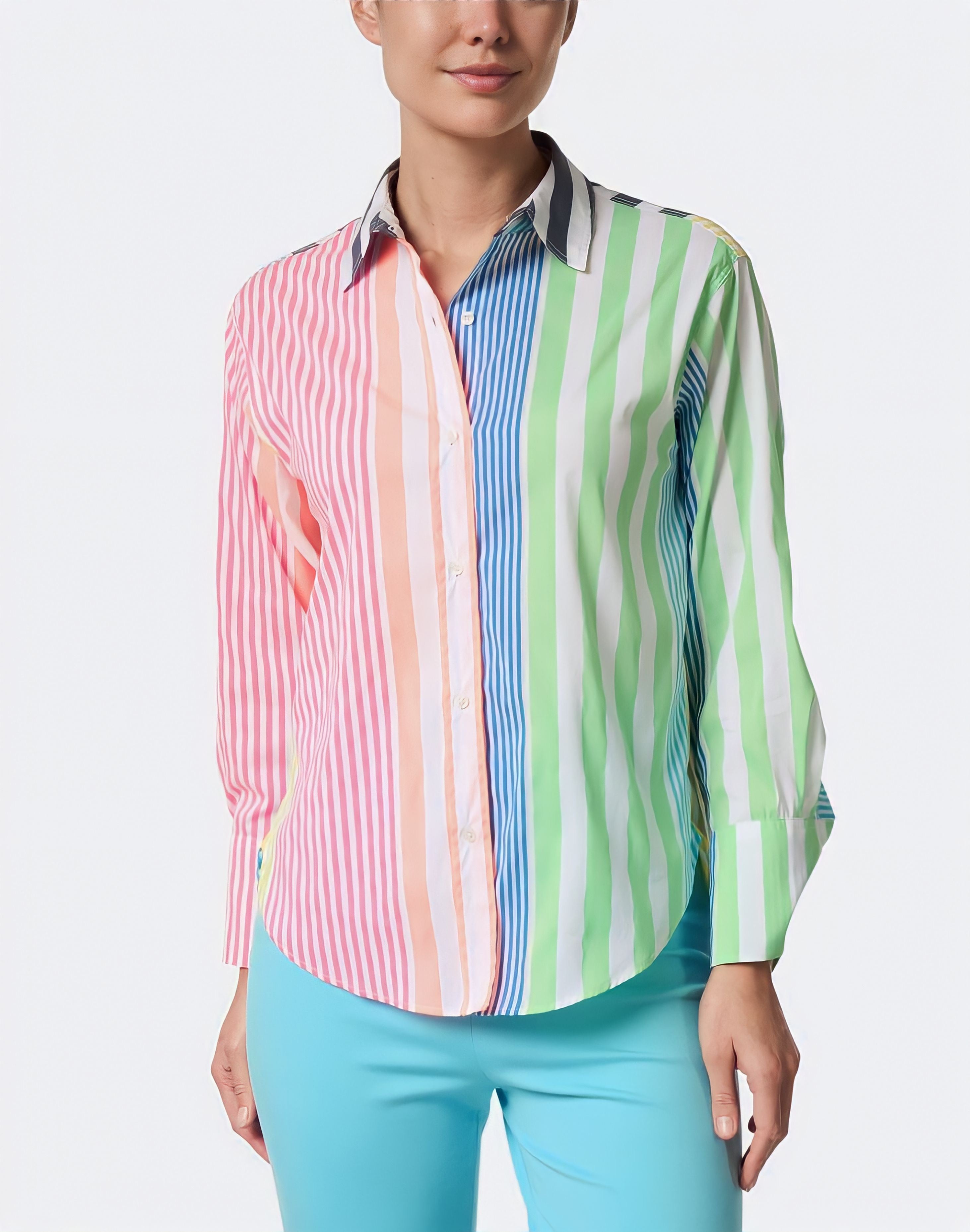 ギフト】 COLORFUL STRIPE SHIRT TOP＆PANTS セットアップ - レディース